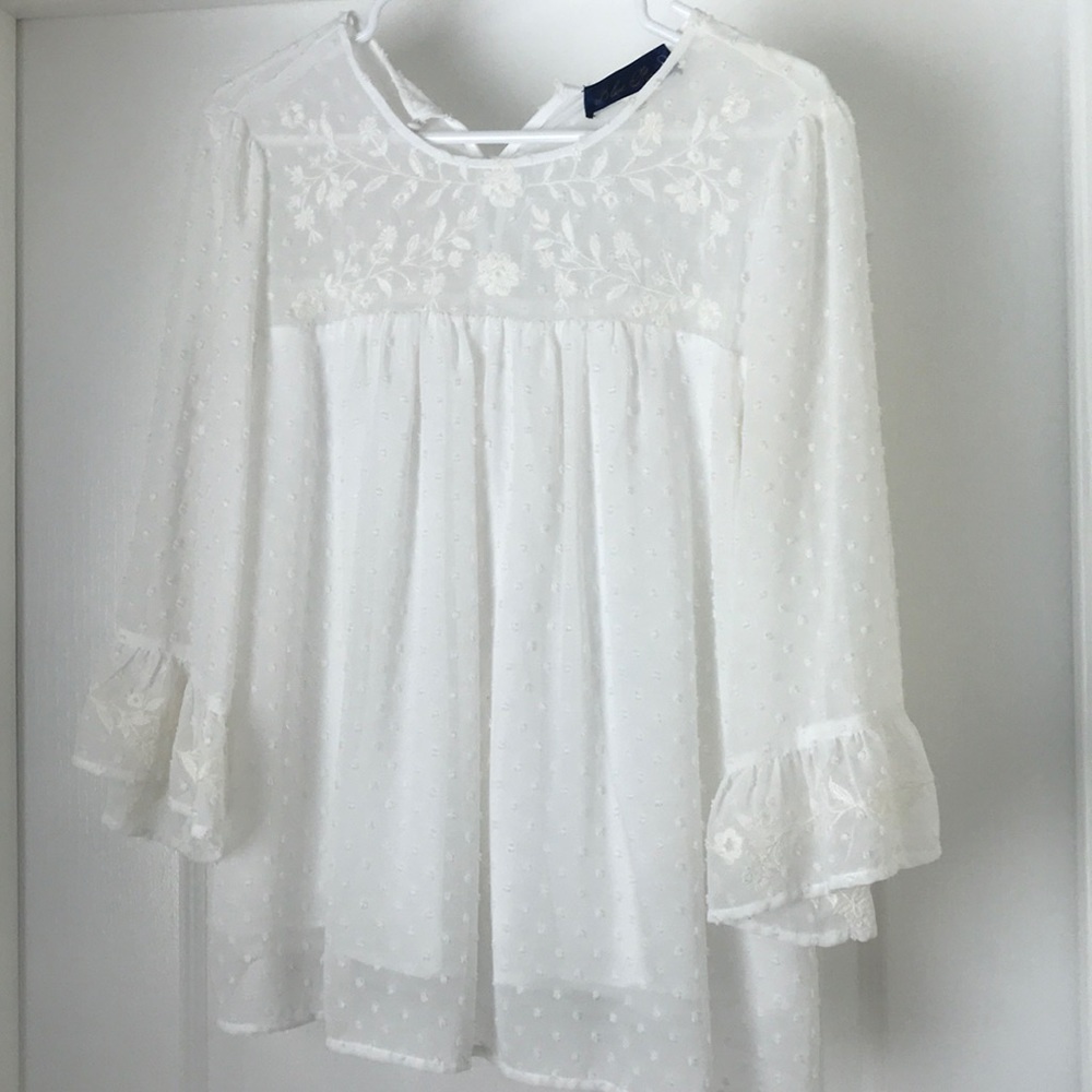 Flowy white embroidered blouse